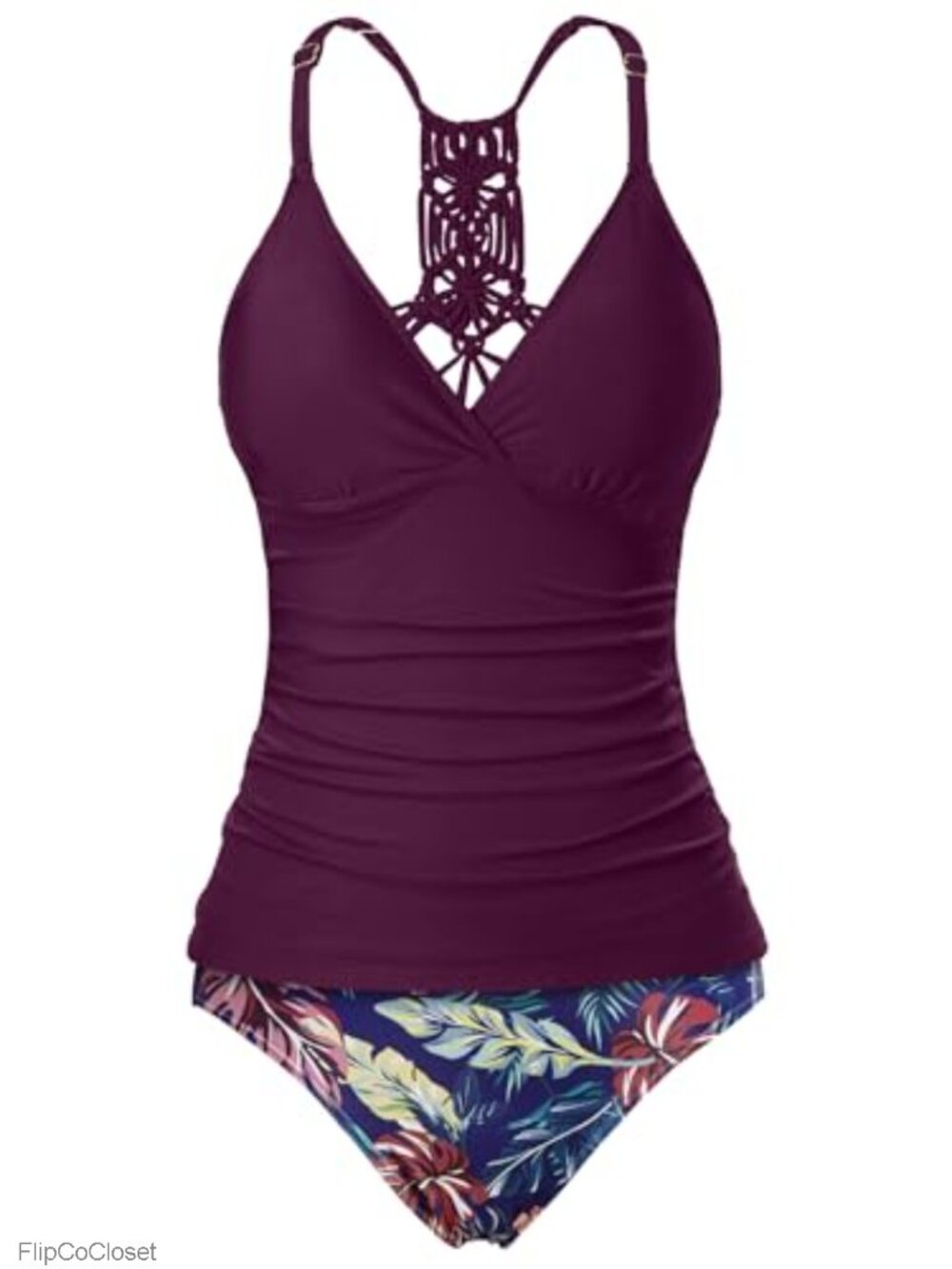 Tummy Control Tankini Swimsuits Two Piece with Bottom UPF 40